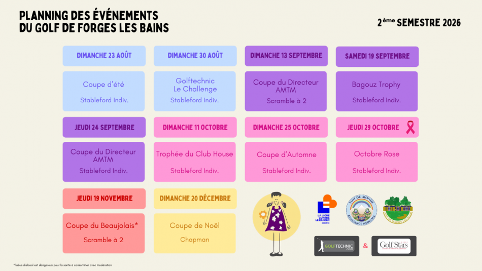 Calendrier des compétitions du 2ème semestre